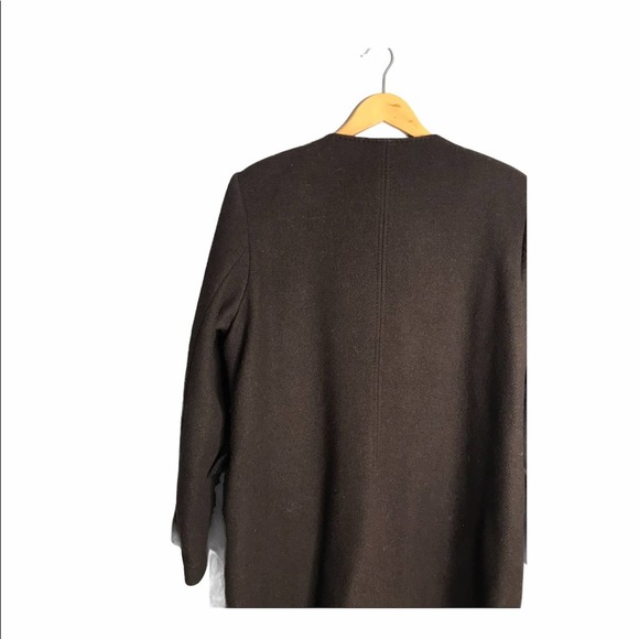 Zara | New Wool Blend Brown Long Coat Gold Zip Down - Picture 15 of 15